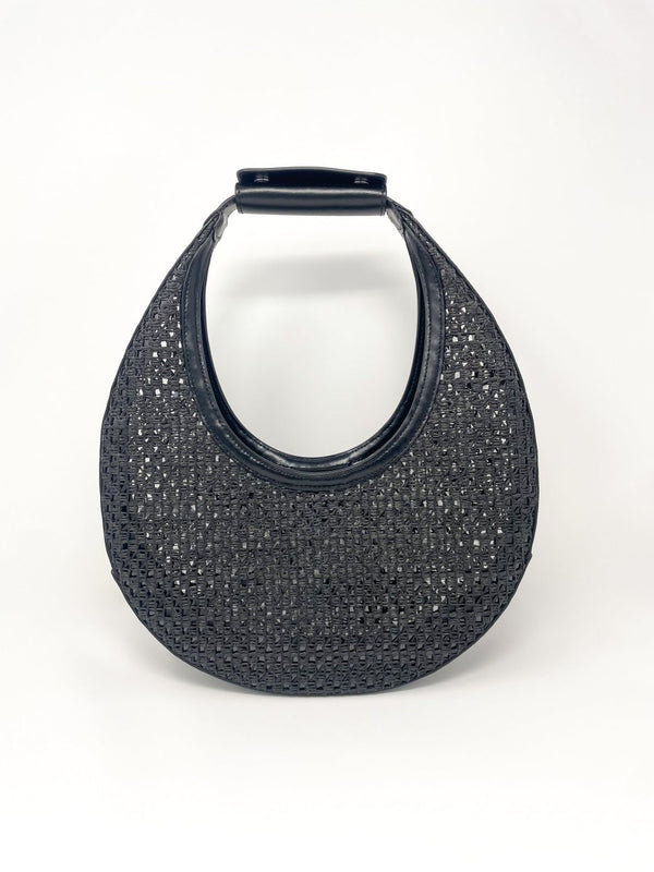 Moon Woven Tote Bag in Black - The Shoe Hive