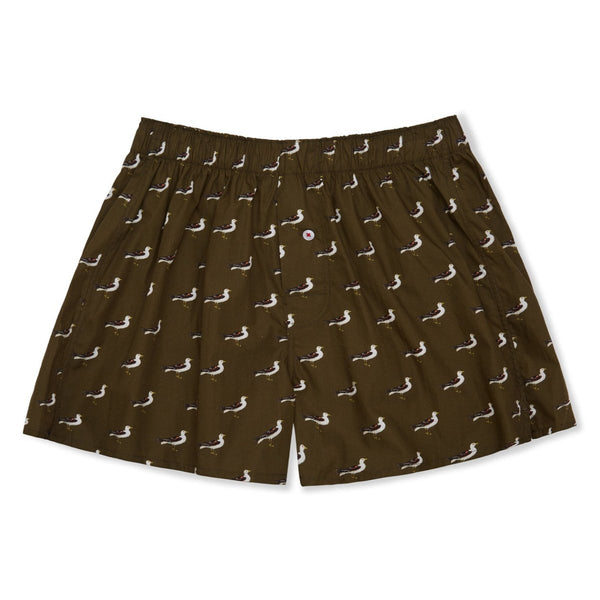 Organic Cotton Seagull Boxer Shorts in Olive - The Shoe Hive