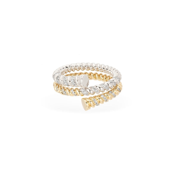 Pave Rope Wrap Ring in 14K Yellow Gold and Sterling Silver by Adina Reyter - The Shoe Hive