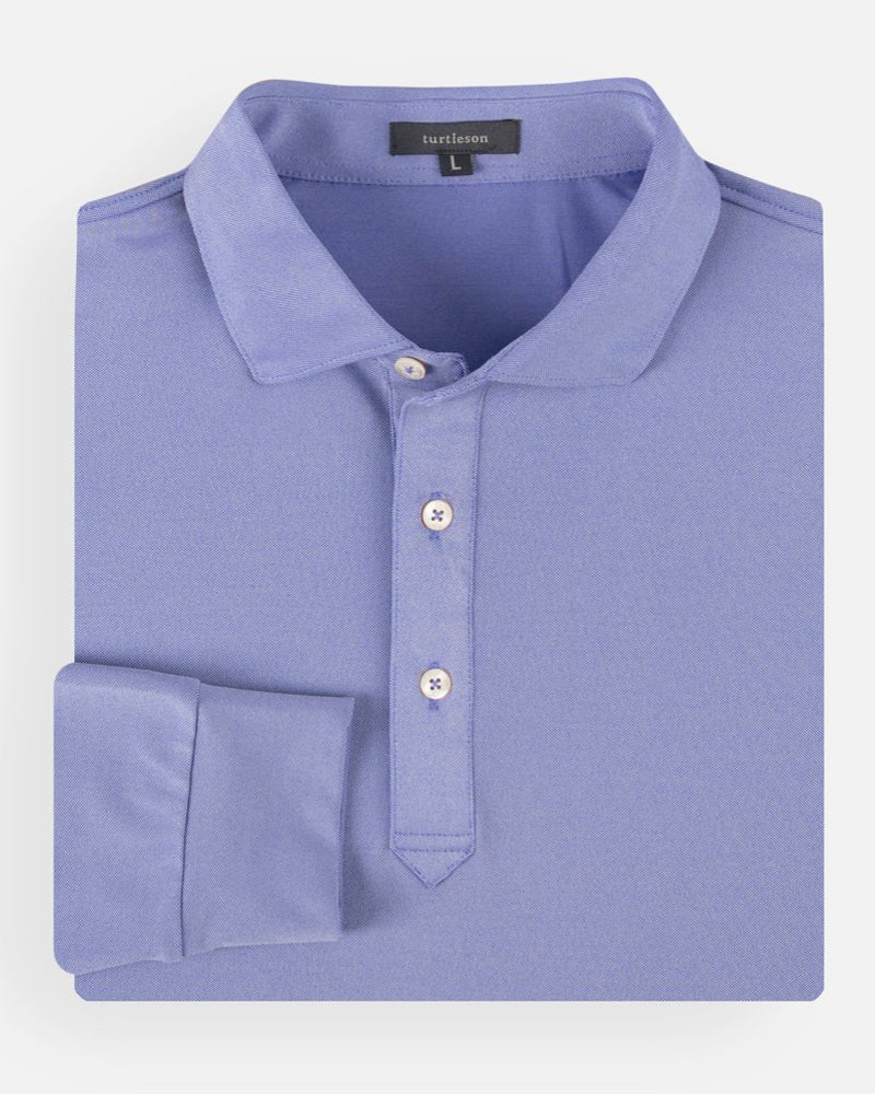 Pendry Oxford Performance Polo L/S in Marine - The Shoe Hive