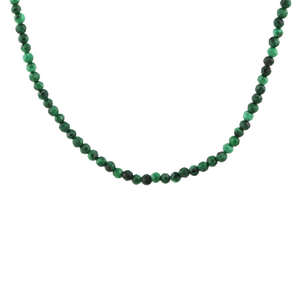Petite Gemstone Beaded Necklace in Green Malachite - The Shoe Hive