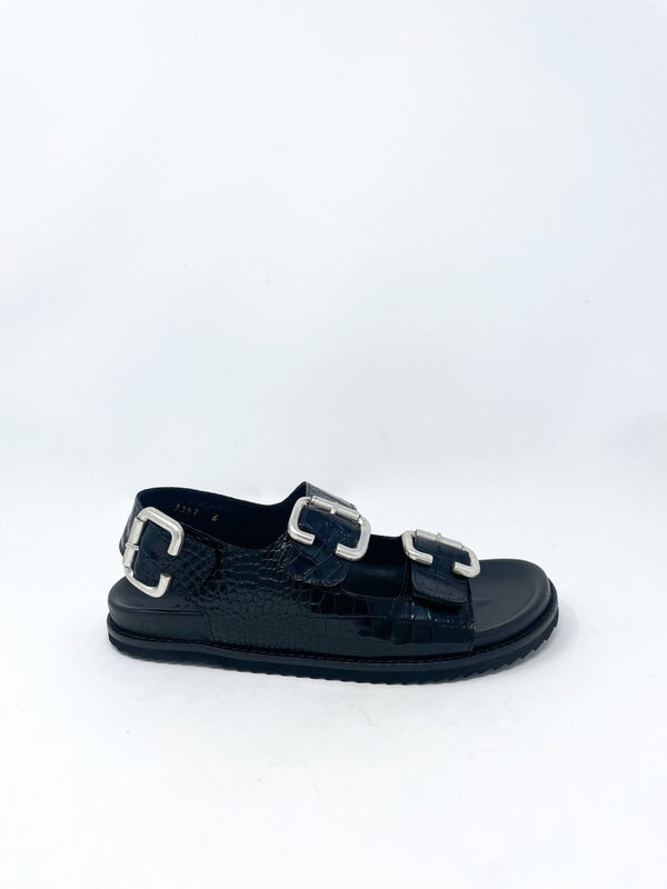 Piper in Black Embossed Croc - The Shoe Hive