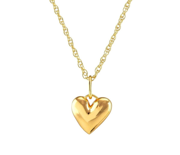 Puffy Heart Charm Necklace in Gold - The Shoe Hive