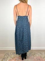 Recycled Sporty Nylon Cheetah Cami Dress in Navy Fog Multi - The Shoe Hive