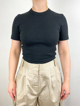 Ribbed T Cropped in Black - The Shoe Hive