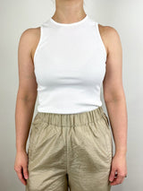 Ribbed T Tank in White - The Shoe Hive