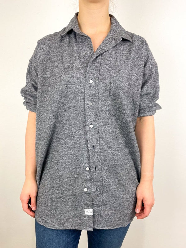 Shirley Oversized Button Up Shirt in Heather Black - The Shoe Hive