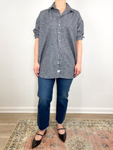 Shirley Oversized Button Up Shirt in Heather Black - The Shoe Hive