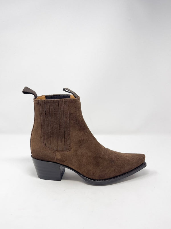 Short Cowboy Boot in Brown Suede - The Shoe Hive