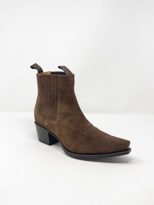 Short Cowboy Boot in Brown Suede - The Shoe Hive