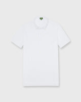 Short-Sleeved Knit Button-Down Popover in White Pique - The Shoe Hive
