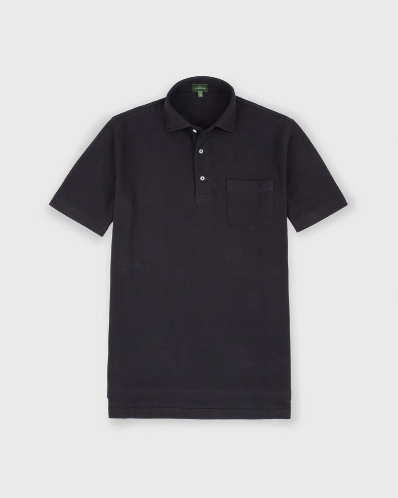 Short Sleeved Polo in Coal Pique - The Shoe Hive