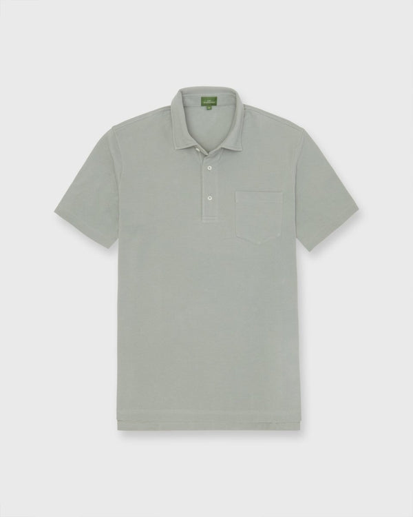 Short-Sleeved Polo in Sage Pique - The Shoe Hive