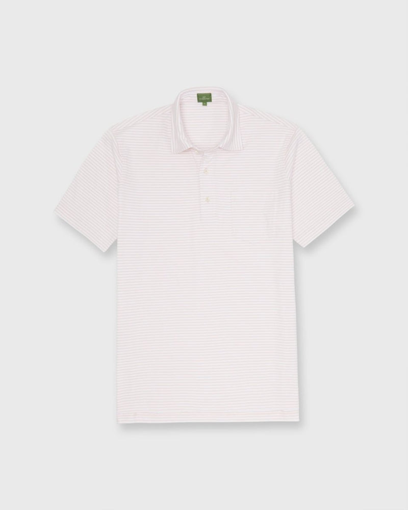 Short-Sleeved Polo in Soft Pink/White Stripe Jersey - The Shoe Hive