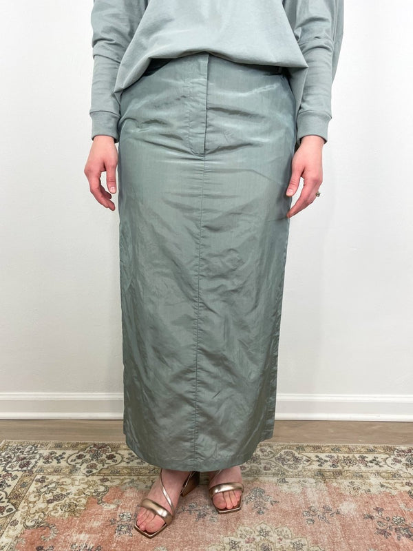 Silk Nylon Maxi Skirt in Pumice Grey - The Shoe Hive