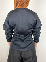 Silk Terry Sculpted Sleeve Slim Sweatshirt in Black - The Shoe Hive
