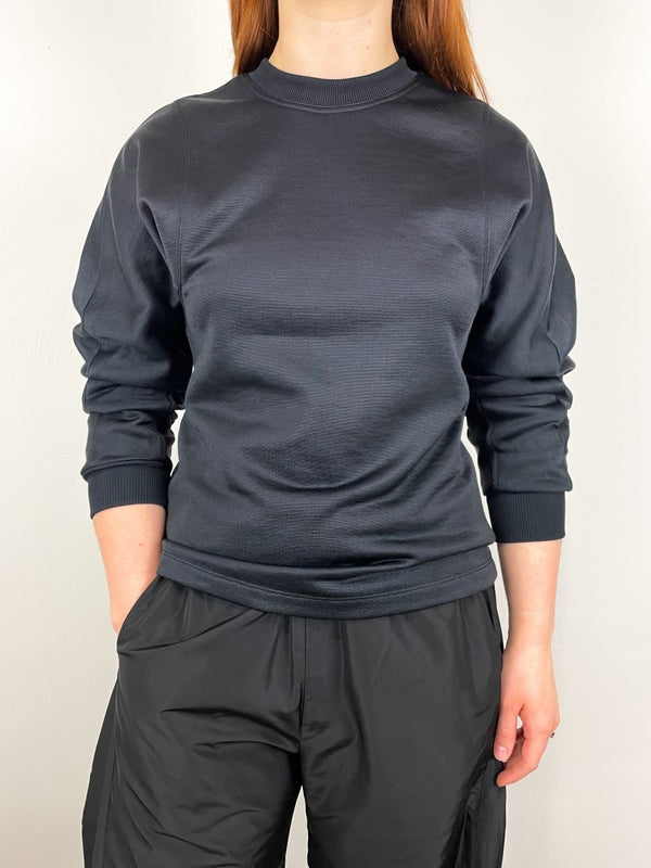 Silk Terry Sculpted Sleeve Slim Sweatshirt in Black - The Shoe Hive