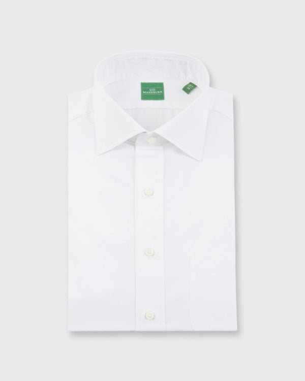 Spread Collar Shirt in White Poplin - The Shoe Hive