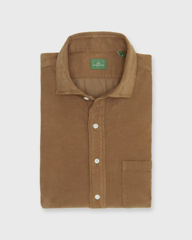 Spread Collar Sport Shirt in Tobacco Corduroy - The Shoe Hive