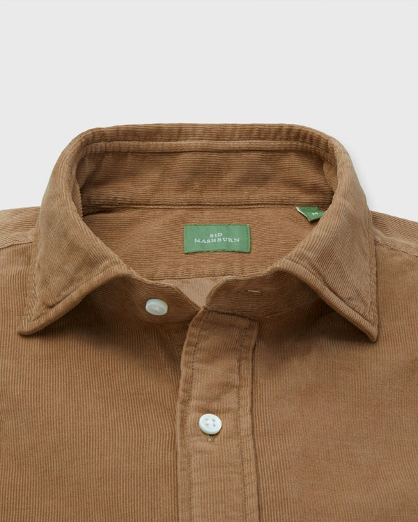 Spread Collar Sport Shirt in Tobacco Corduroy - The Shoe Hive