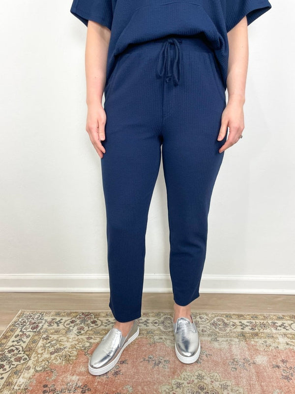 Straight Leg Waffle Pant in Navy - The Shoe Hive