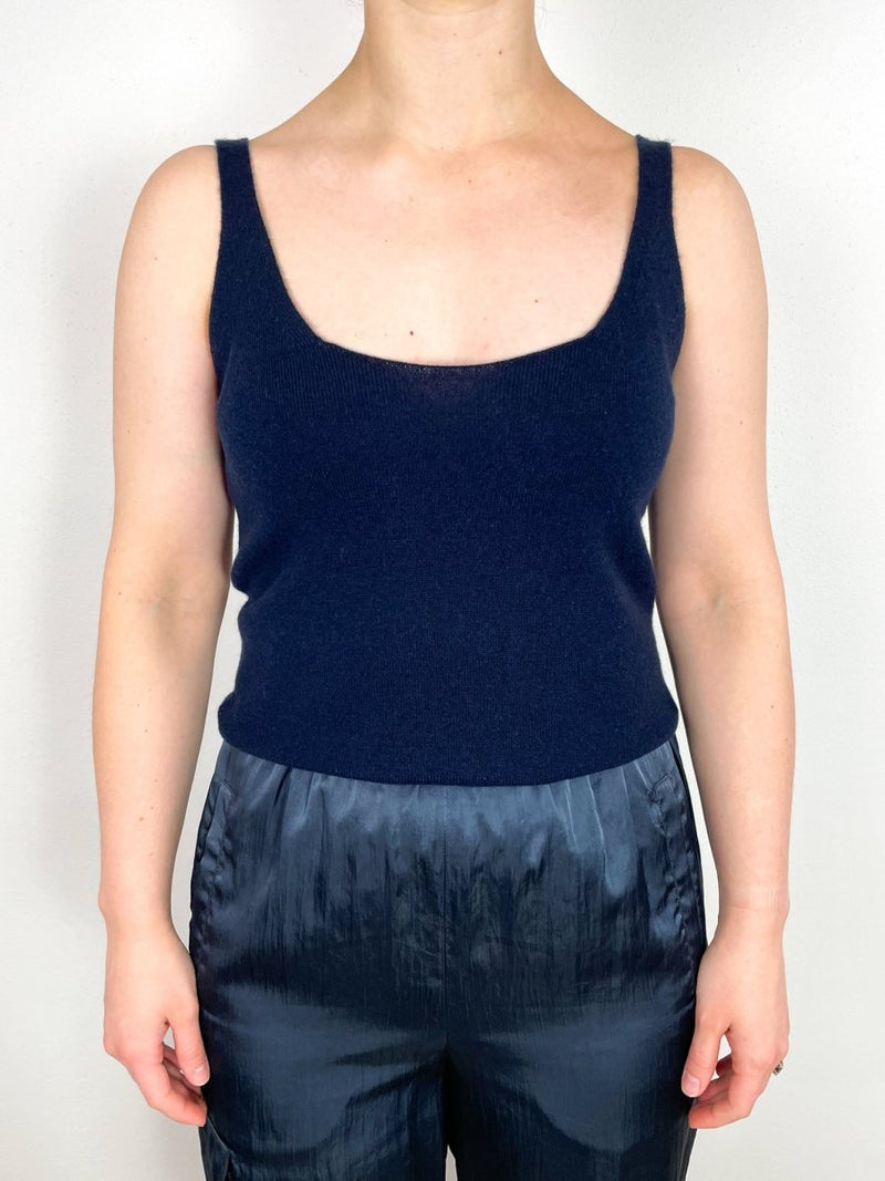 Washable Cashmere Tank Sweater in Navy - The Shoe Hive