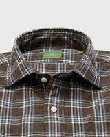 Work Shirt in Brown/Sky/White Brushed Plaid - The Shoe Hive